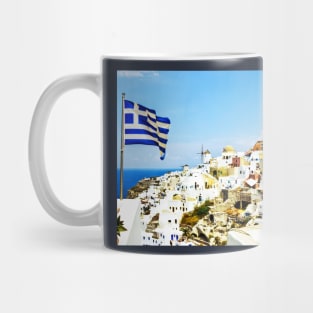 Oia Santorini Greek Island Flag Mug